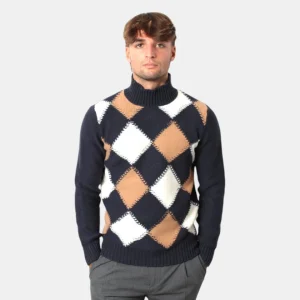 MAGLIA A DOLCEVITA KANGRA - 00141 BLU/CAMEL