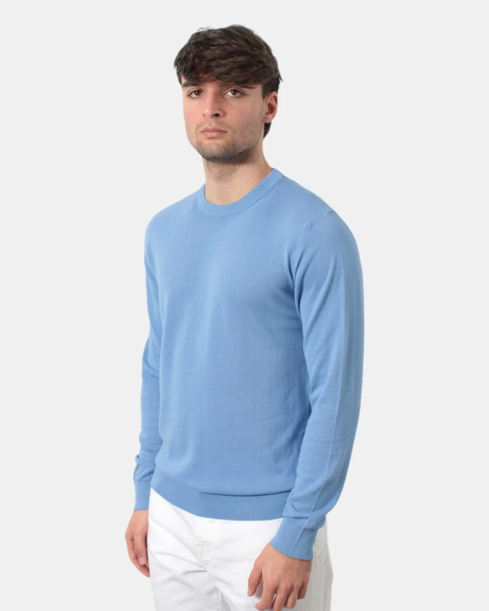 maglia a girocollo in cotone crepe - w2592 avio chiaro - immagine 3