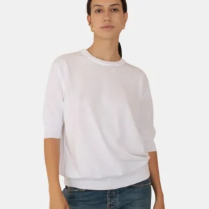 MAGLIA A GIROCOLLO KANGRA IN RASATO CALATO - 1 BIANCO