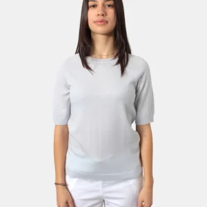 maglia a girocollo mm max mara mod. vinci - 001 cielo