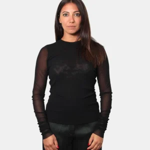 MAGLIA A GIROCOLLO MEIMEI J -  100 NERO