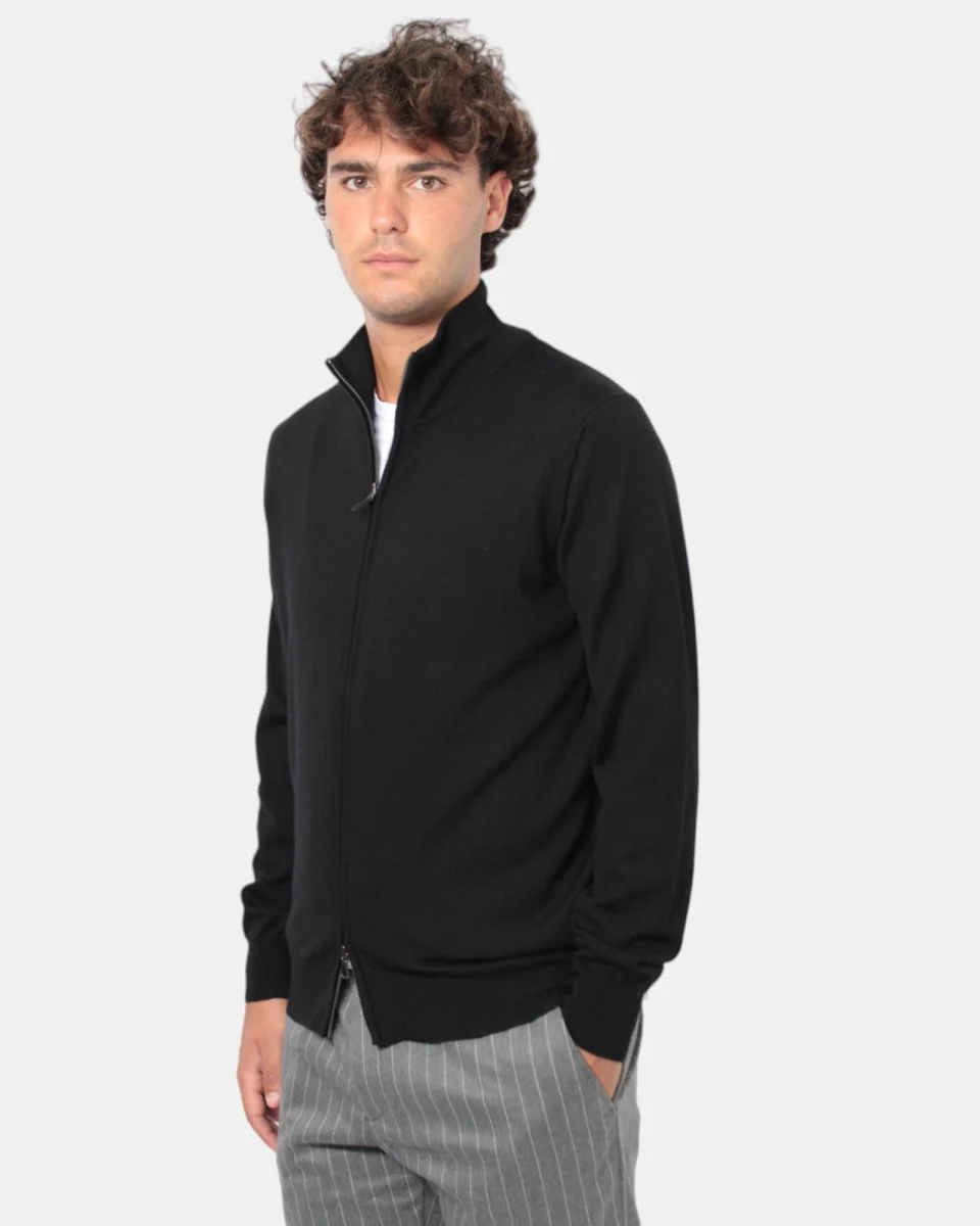 MAGLIA CON ZIP KANGRA - 00013 NERO - immagine 3