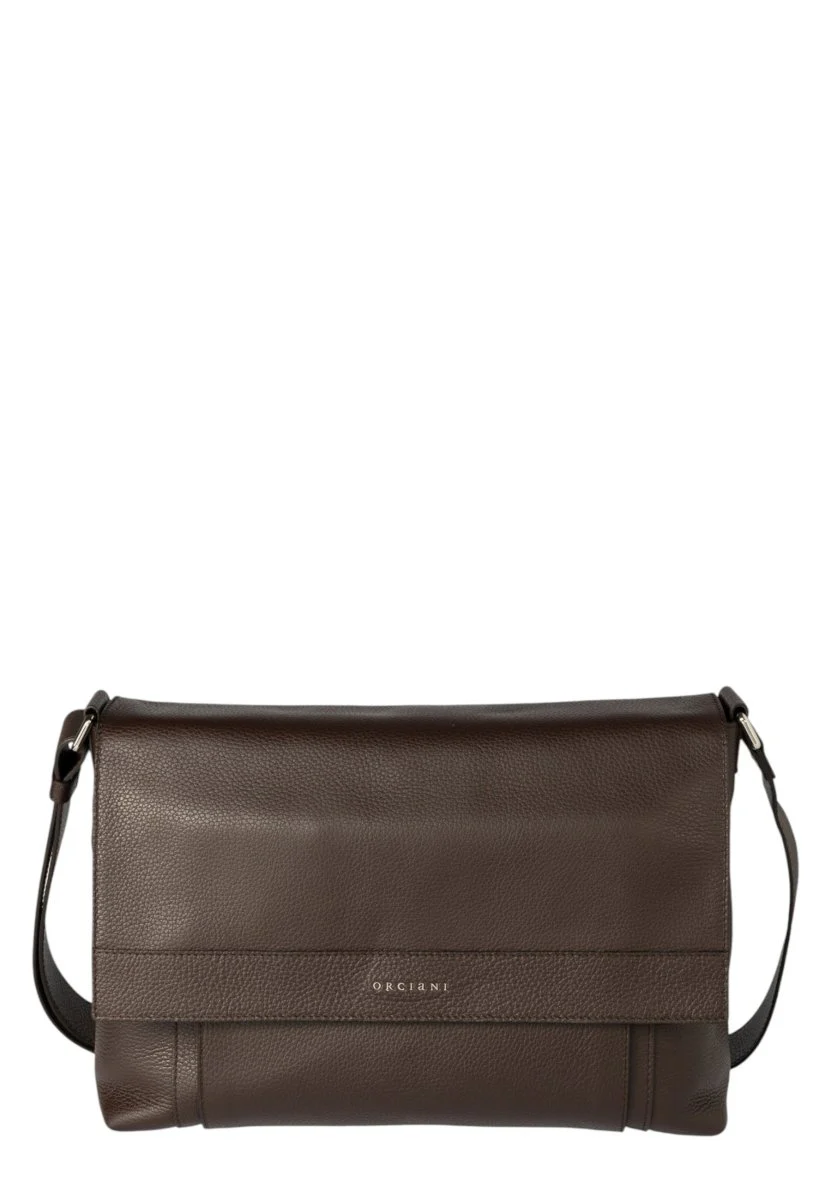 messenger micron in pelle martellata - ebano