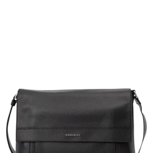 messenger micron in pelle martellata - nero