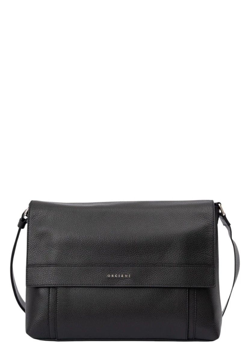 messenger micron in pelle martellata - nero