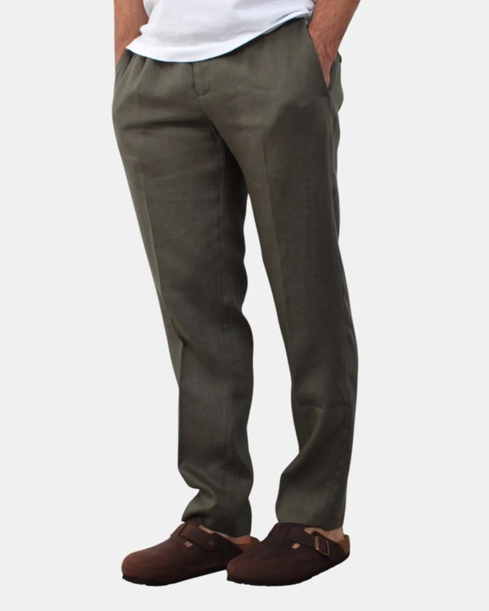 PANTALONE CON COULISSE MICHELE CARBONE MOD. ADAM - 1020 MILITARE - immagine 3