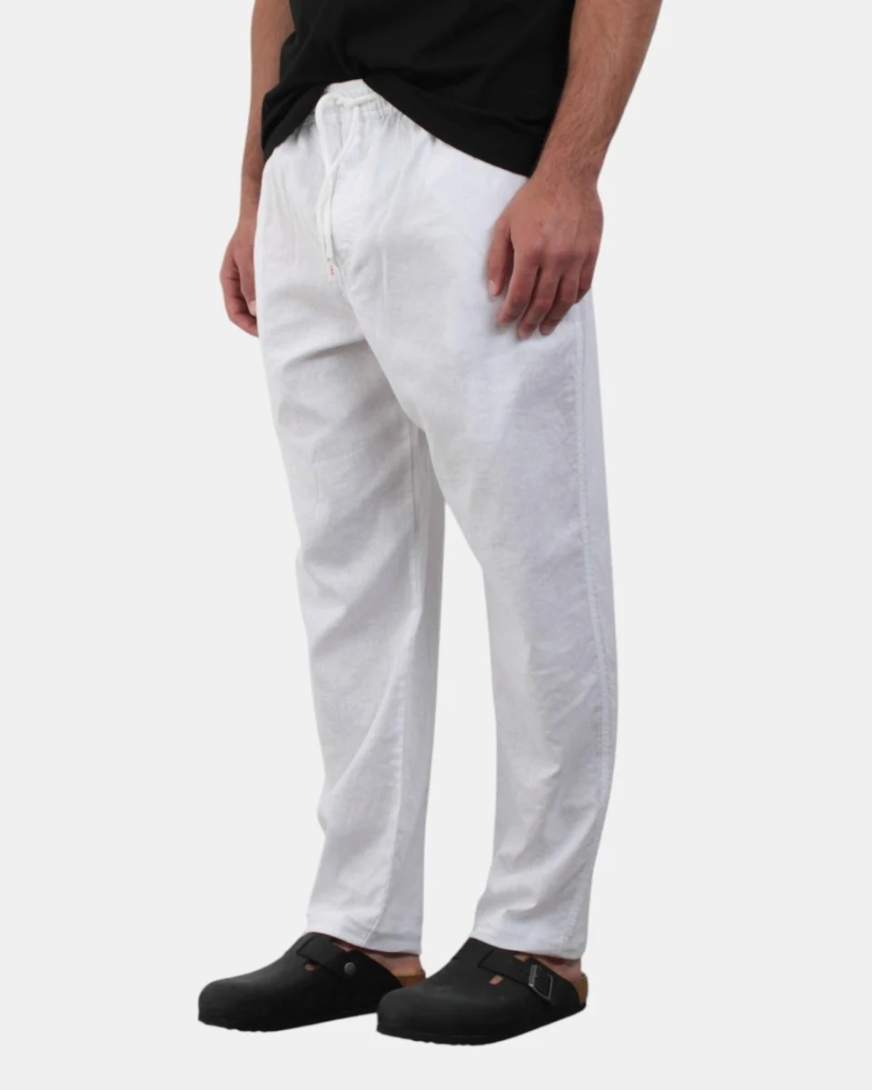 pantalone in lino - bianco - immagine 3