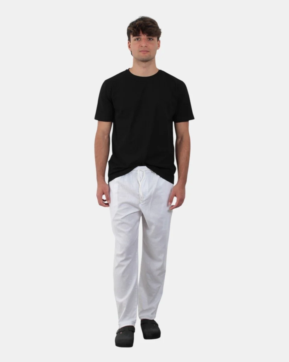 pantalone in lino - bianco - immagine 2