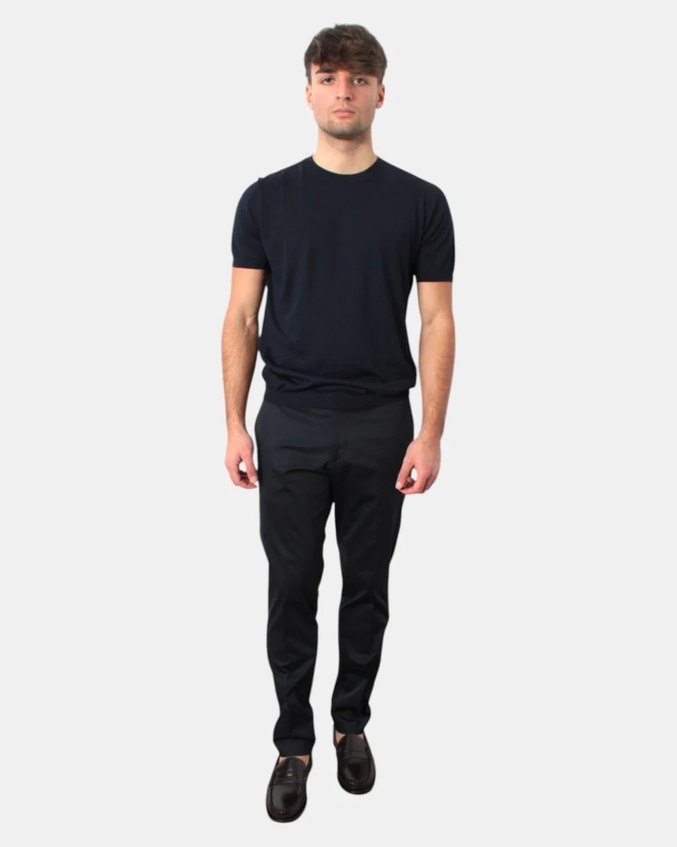 PANTALONE TASCA A FILO MICHELE CARBONE MOD. BRAD CAPRI - 016 NAVY