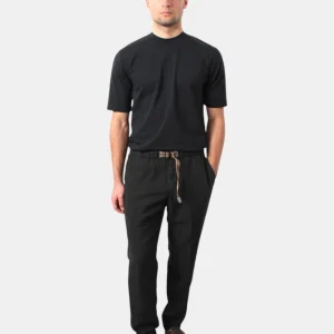 PANTALONE WHITE SAND IN MISTO LINO - 999 NERO