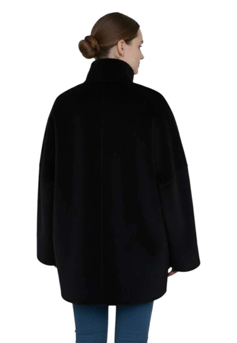 peacoat a collo alto e tesconi - 024 nero - immagine 4