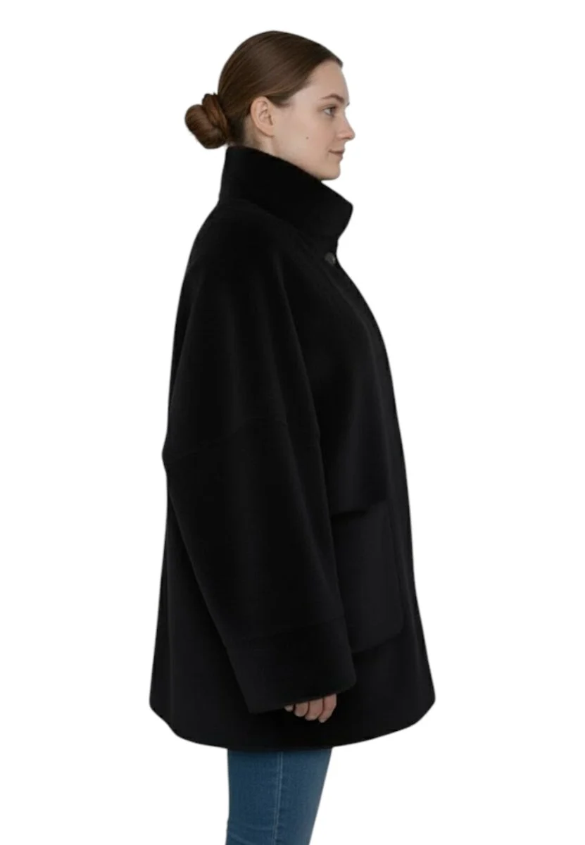 peacoat a collo alto e tesconi - 024 nero - immagine 3
