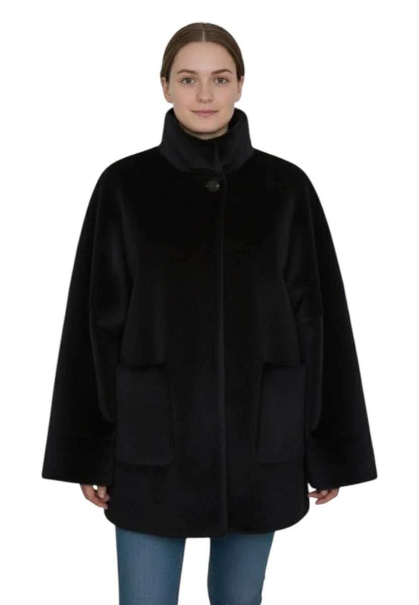 peacoat a collo alto e tesconi - 024 nero