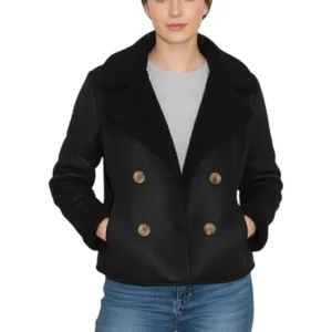 peacoat corto a quattro bottoni - 024 nero