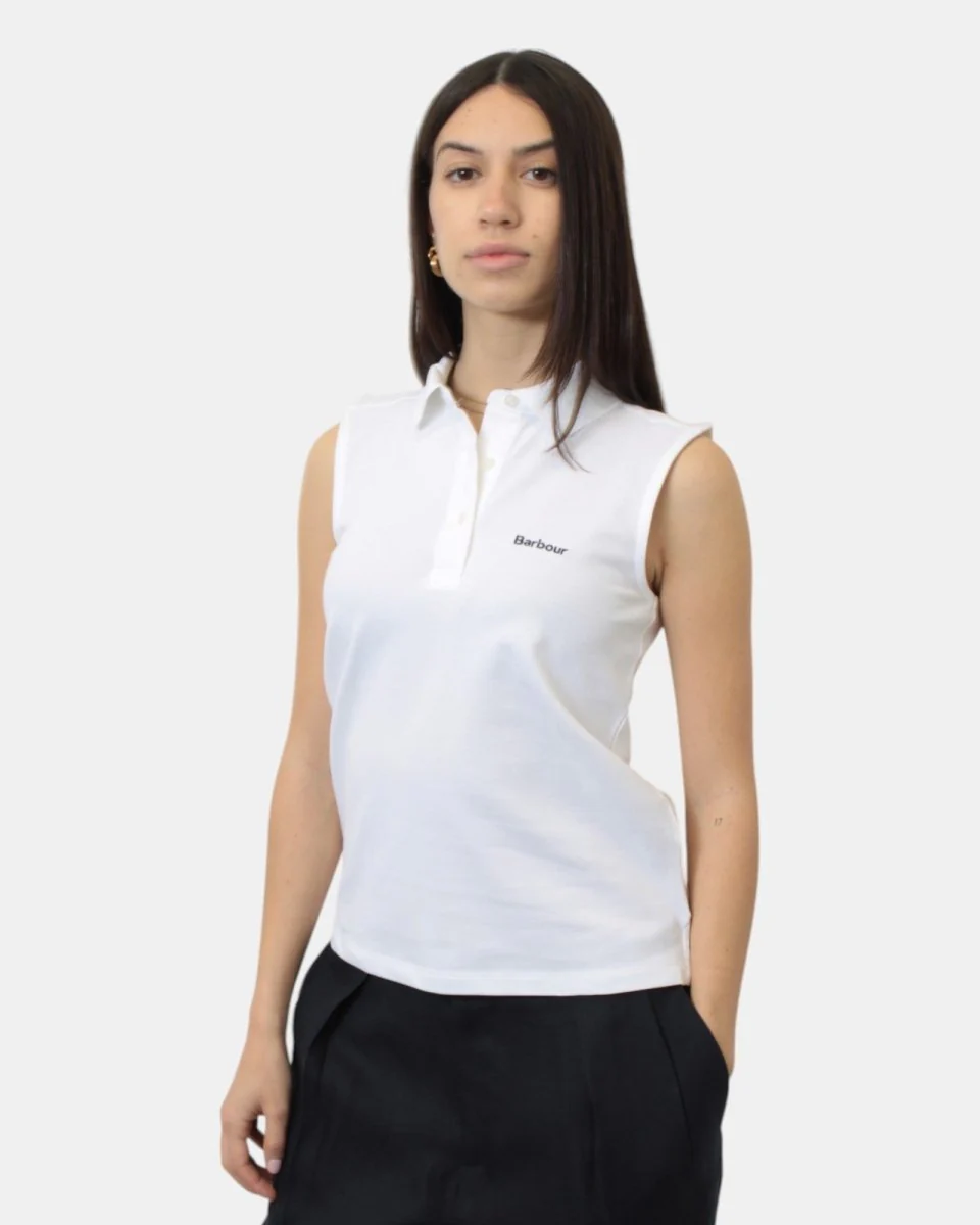 Polo a manica corta barbour international mod. bowford sleeveless - wh11 white - immagine 3