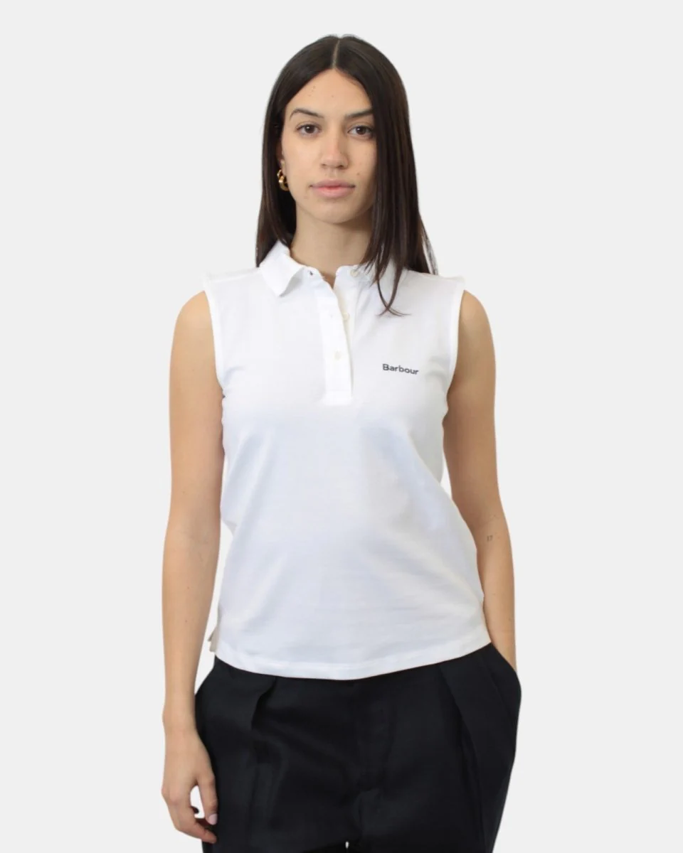 Polo a manica corta barbour international mod. bowford sleeveless - wh11 white - immagine 2