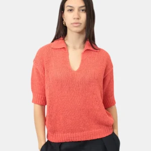 Polo a manica corta roberto collina - b4138 corallo