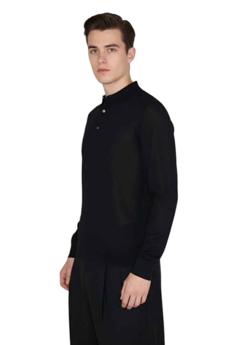 polo a manica lunga - nero - immagine 3