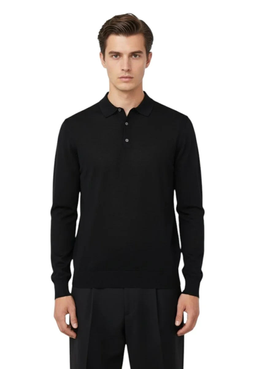 polo a manica lunga - nero