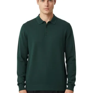 polo a manica lunga - verde bosco