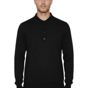 polo con bottoni rasata calata - 13 nero