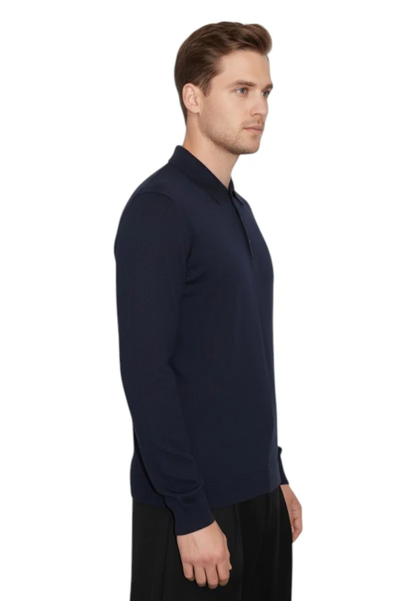 polo con bottoni rasata calata - 41 blu - immagine 3