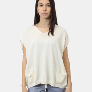 Poncho a v over hekla & co con taschine - avorio