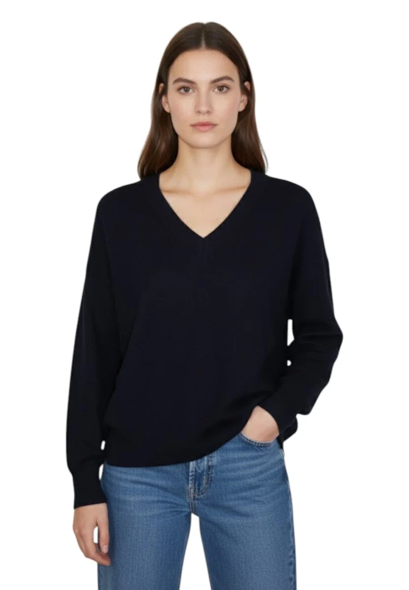 scollo a v in finezza 12 - blu navy - immagine 2