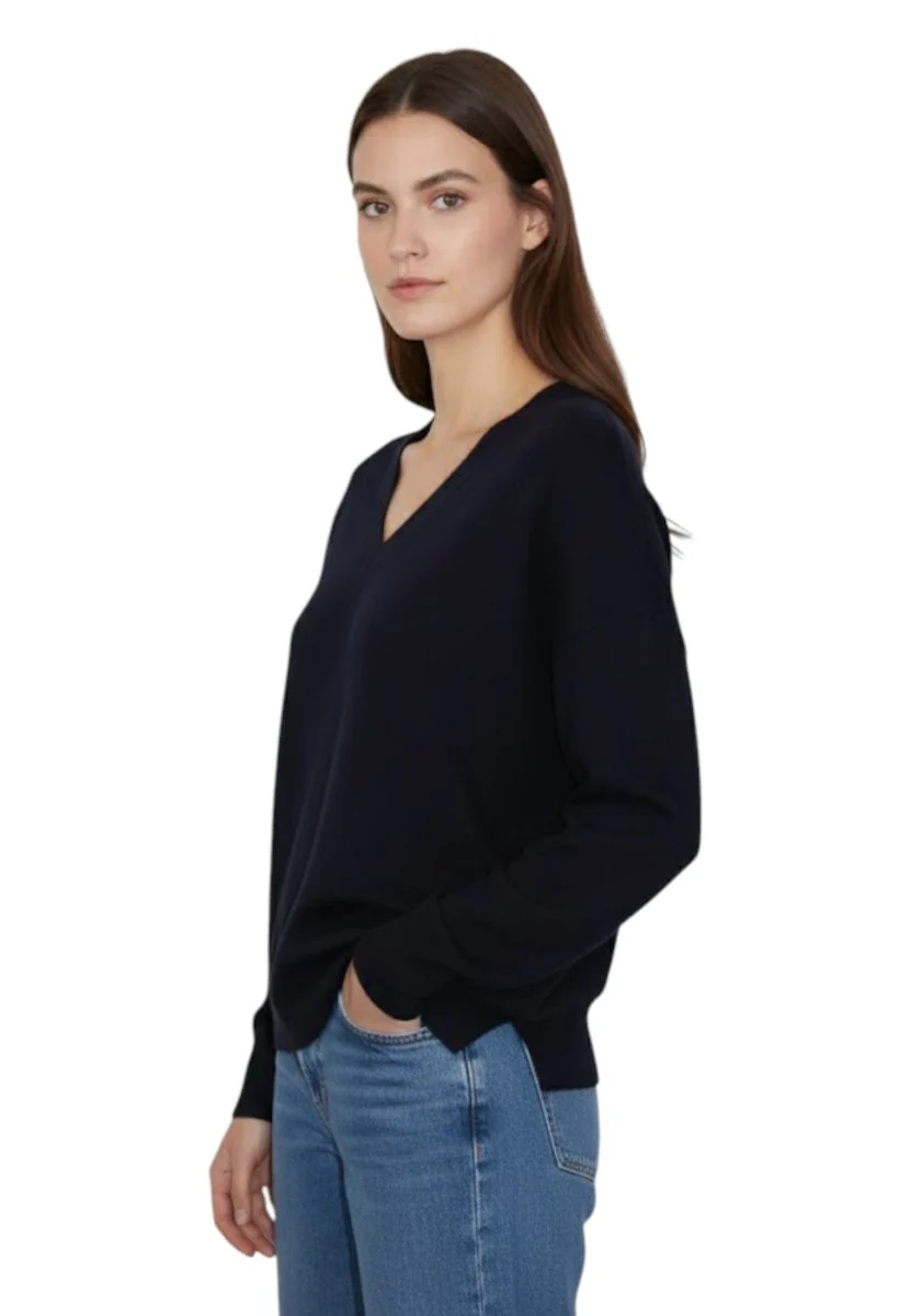 scollo a v in finezza 12 - blu navy - immagine 3