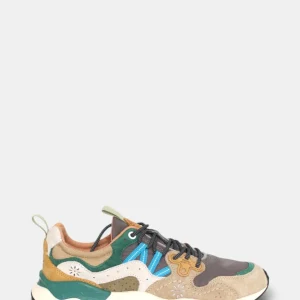 SNEAKERS FLOWER MOUNTAIN MOD. YAMANO 3 - FABRIC TAUPE/WHITE/GREEN