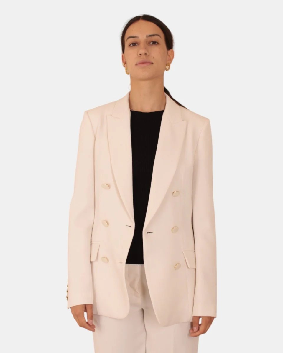 SOLOTRE - Blazer Doppiopetto Panna
