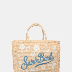 STRAW  BAG WITH HANDLE - GARDEN 1031 EMB