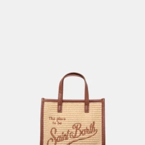 STRAW HANDBAG WITH PIPING - 1118 EMB