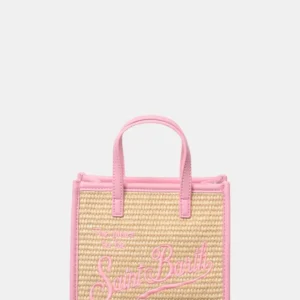 STRAW HANDBAG WITH PIPING - 1121 EMB