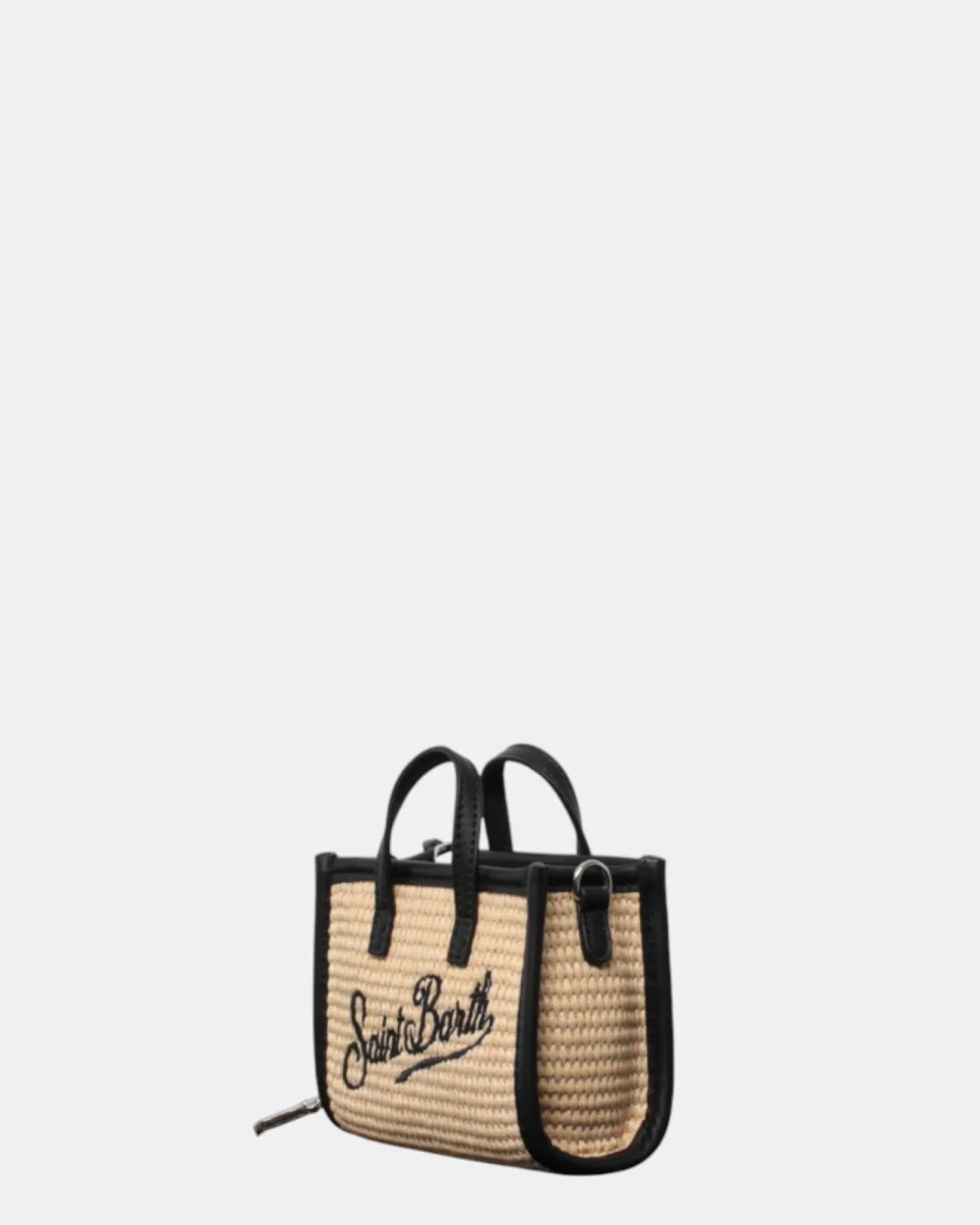 STRAW KEYRING BAG WITH PIPING - 1100 EMB - immagine 3