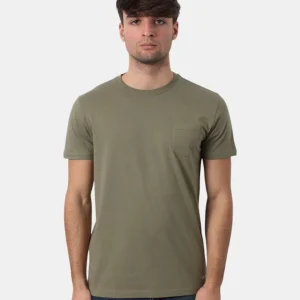 T-SHIRT 40 WEFT CON TASCHINO - W2372 VERDE OLIVA