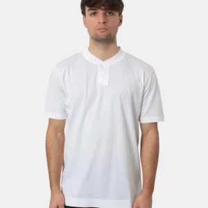 T-SHIRT BELLWOOD COLLO BOMBER CON BOTTONE - 001 BIANCO