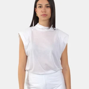 T-SHIRT LIVIANA CONTI A COLLO ALTO - A01-0 BIANCO
