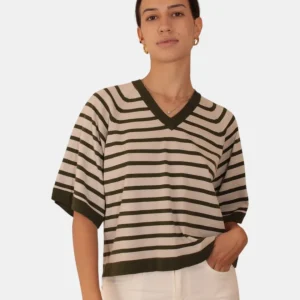 t-shirt mod. geri stripes - b0e beige lt/green lichen