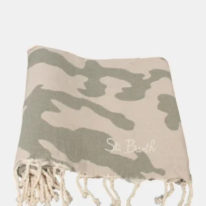 telo mare jacquard con frange - camouflage emb