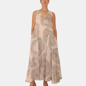 VESTITO MEIMEI J - S7010 STAMPA OYSTER/NERO