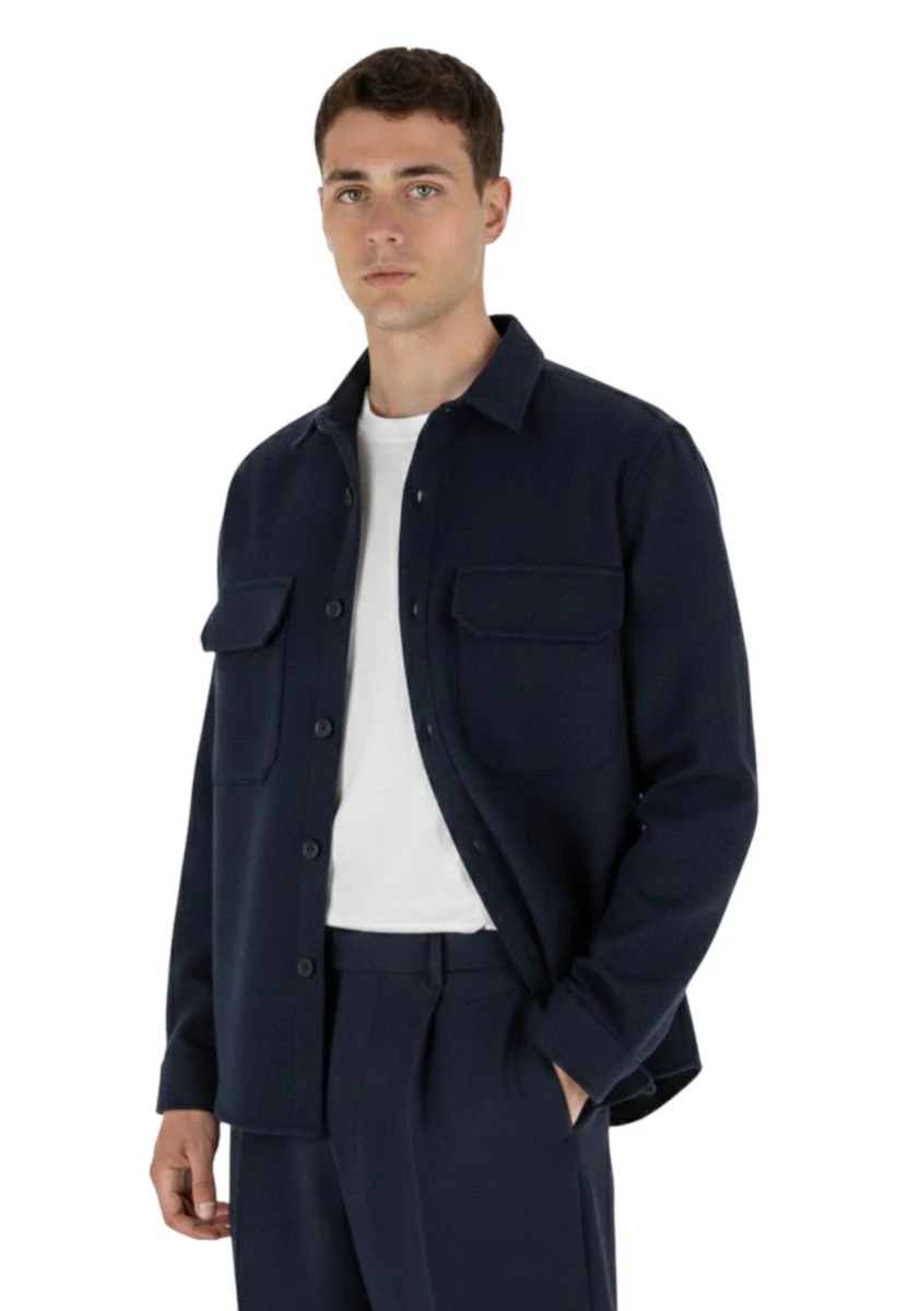 WHITE SAND - Overshirt Blu Navy - immagine 3